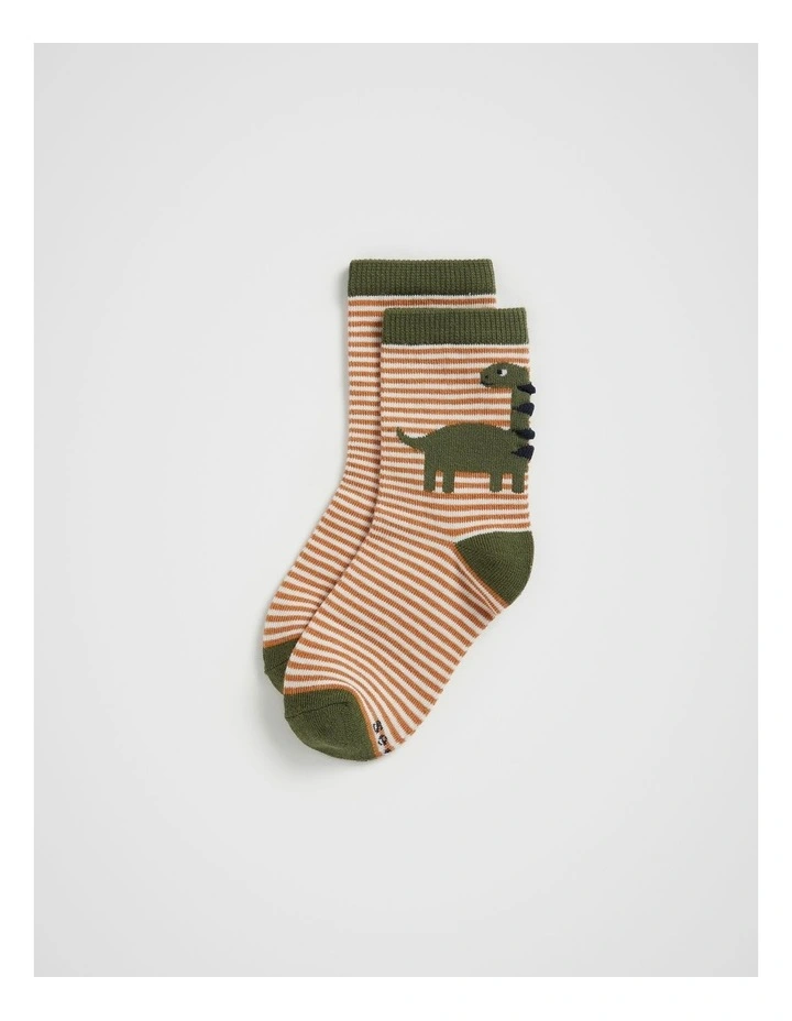 Stripe Dino Sock in Multi