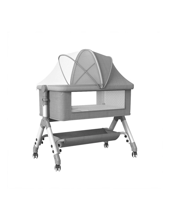 Baby Cot Bed Crib Portable Bassinet Safety Fence Adjustable Beside in Grey