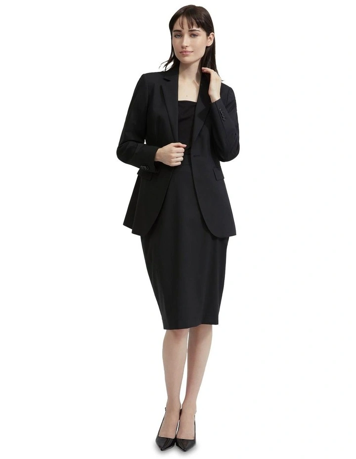 Peggy Wool Stretch Suit Skirt in Black