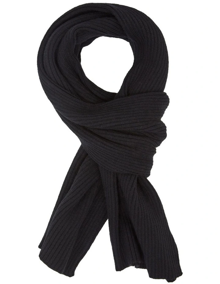 Stima Rib Knit Scarf in Black