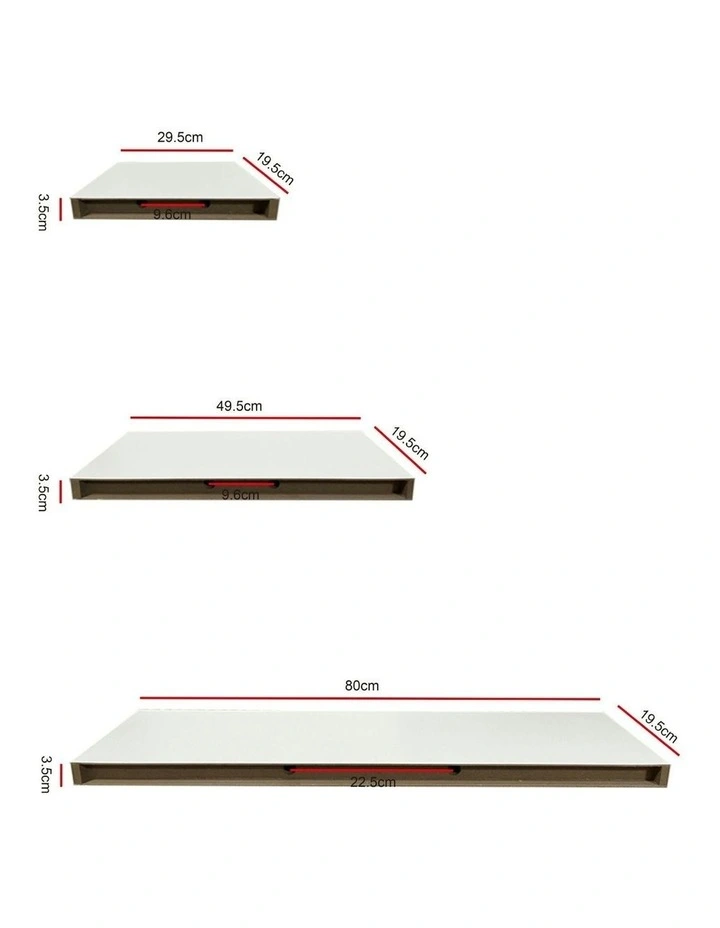 Floating Shelf Set of 3 in White
