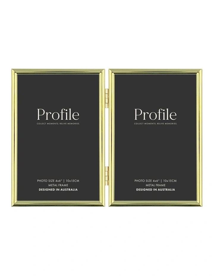 Habitat Hinged Double Metal Photo Frame 4x6 in Gold