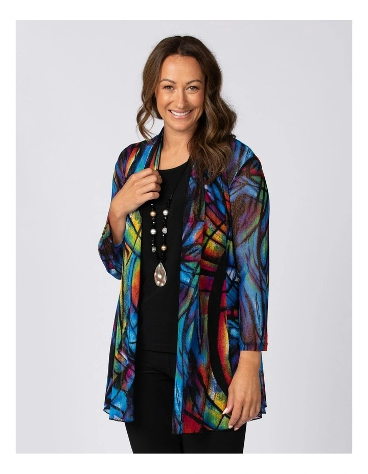 Naomi Printed Mesh Cardigan in Multi