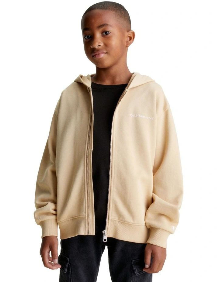 Institutional Logo Relaxed Zip-Through in Warm Sand