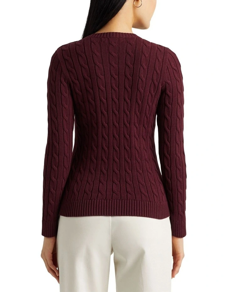 Bullion Cable-Knit Cotton Sweater in Red