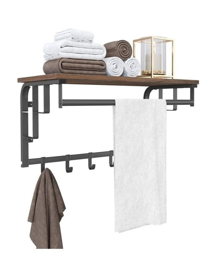 Wall-Mounted Coat Rack in Rustic Brown