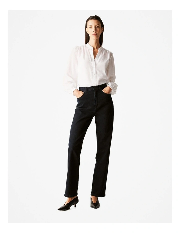 Cotton Silk Swiss Dot Blouse in Parchment