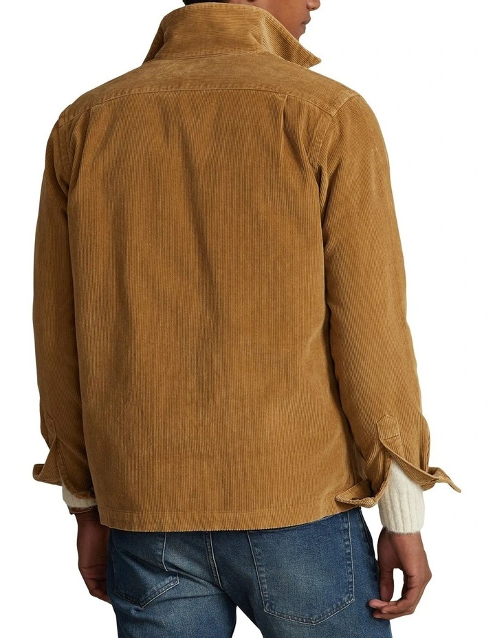Classic Fit Corduroy Camp Shirt in Beige