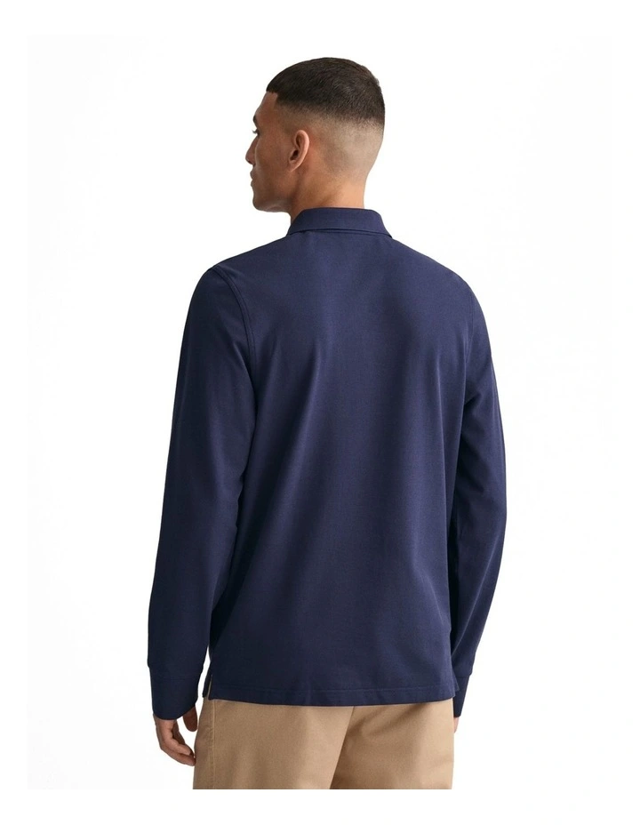 Shield Pique Rugger in Evening Blue