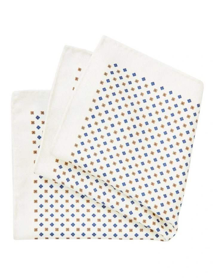 Pocket Square Geometric Print Handkerchiefs in Cream