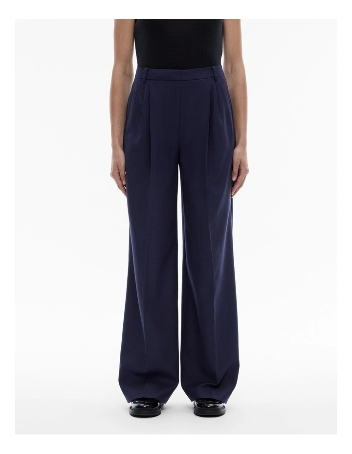 Wool Blend Relaxed Rise Trouser in Midnight