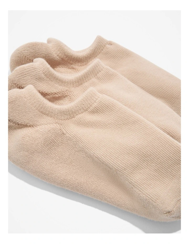 Australian Cotton Blend Cushion Sock Pack Of 3 in Oat Milk