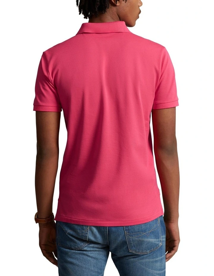 Custom Slim Fit Stretch Mesh Polo Shirt in Pink