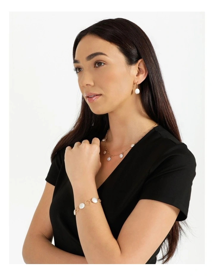 Flat Pearl Chain Bracelet in Gold