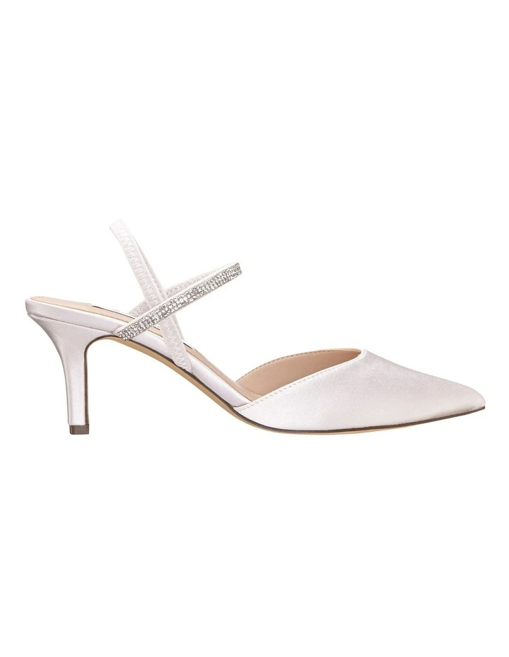 Billie Heeled Shoes in Ivory Crystal Satin