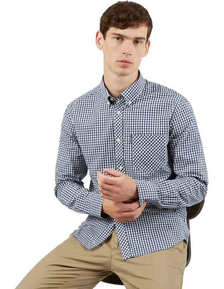 Signature Gingham Long Sleeve Shirt in Blue
