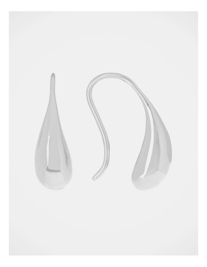 Polished Silver Fish Hook Silver Earrings