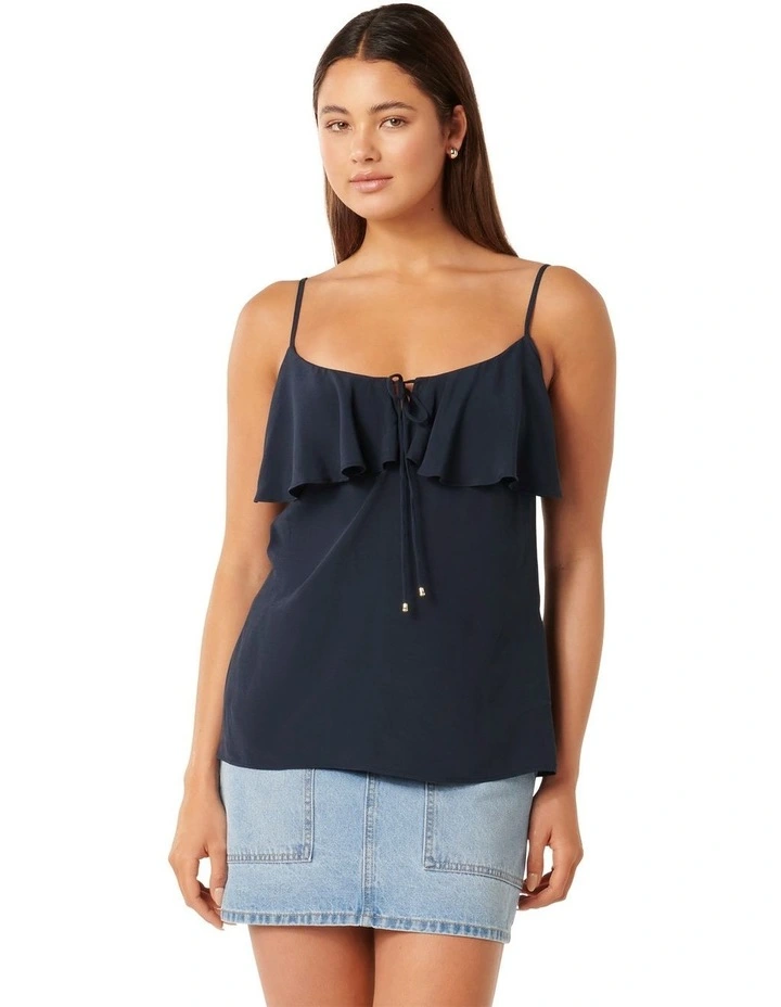 Cordelia Ruffle Camisole in Navy