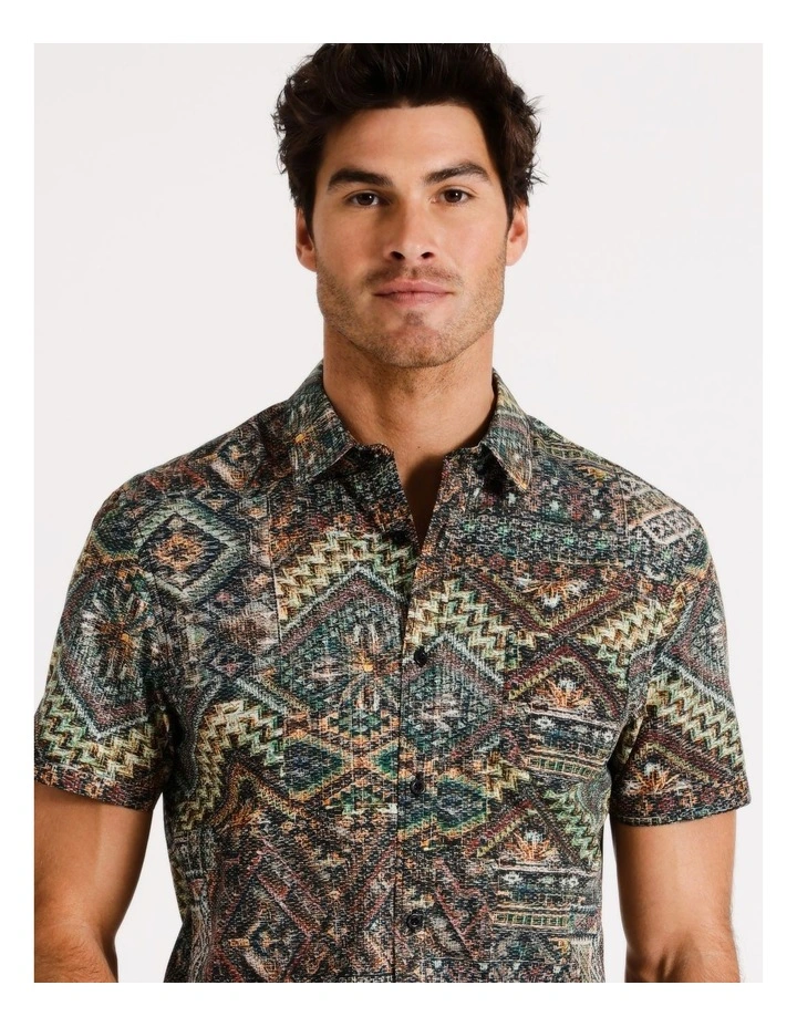Narita Tapestry Print Short Sleeve Shirt in Multicolour