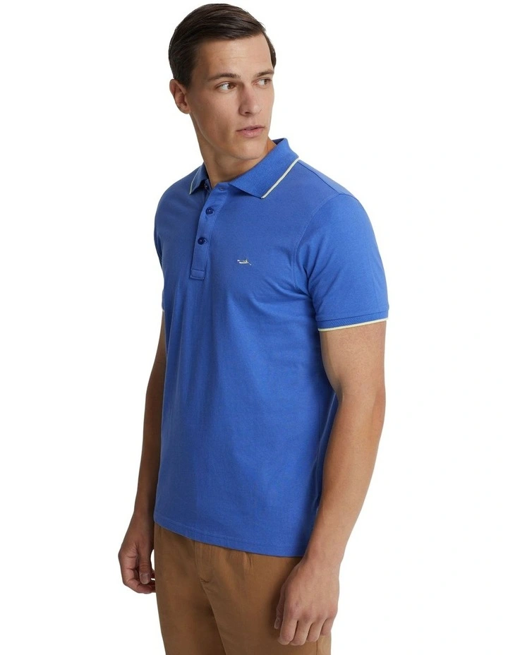 Henry Jersey Tipping Polo Shirt in Blue