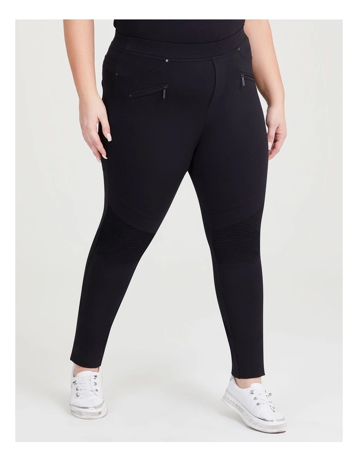 Ponte Motto Stitch Legging in Black