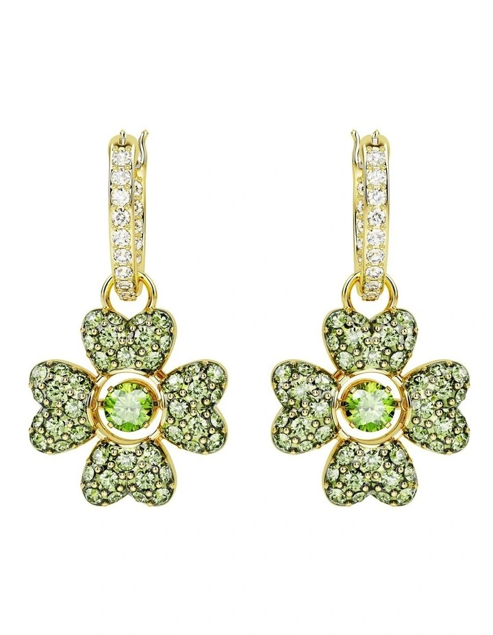 Idyllia Drop Earrings Clover Gold-Tone Plated in Green