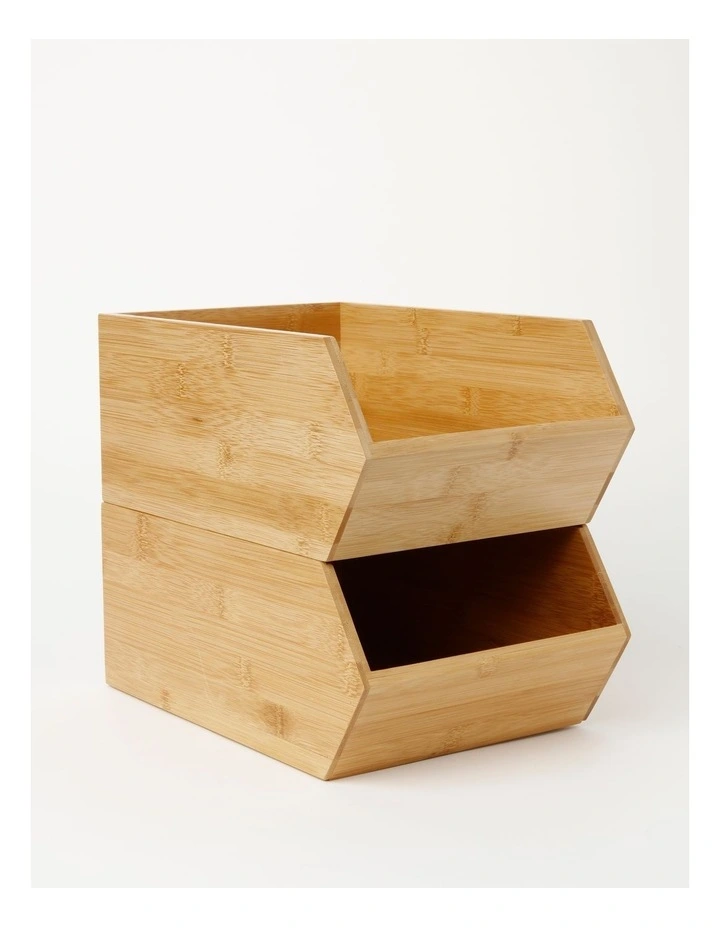 Stackable Crate 2 Piece Set 30x20x12.7cm in Bamboo
