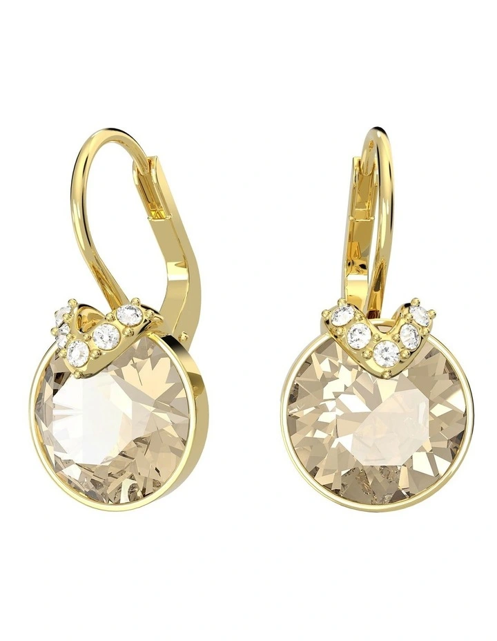 Bella V Drop Earrings Round Cut Gold-Tone Plated in Gold