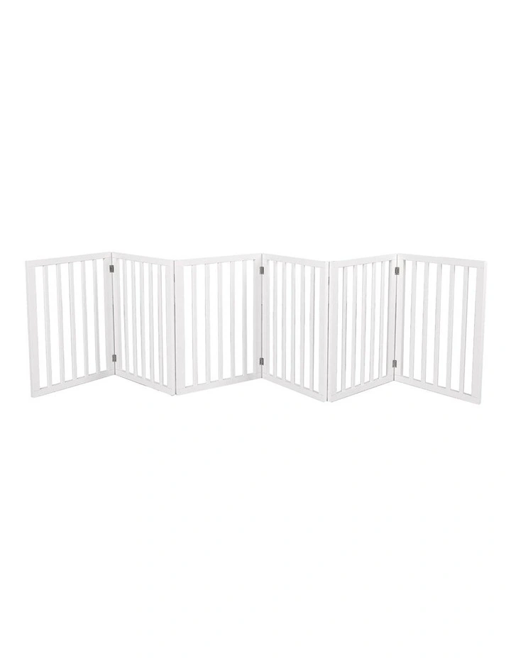 6 Panels Wooden Dog Fence in White