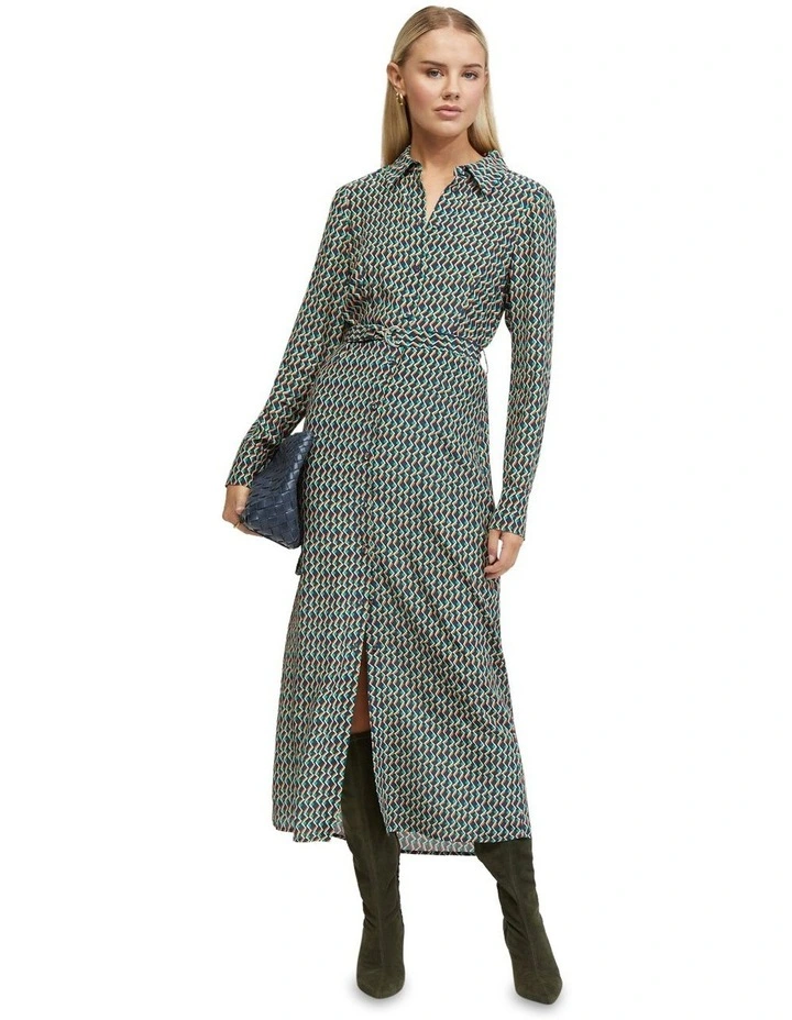 Dianne Zigzag Print Shirt Dress in Multi
