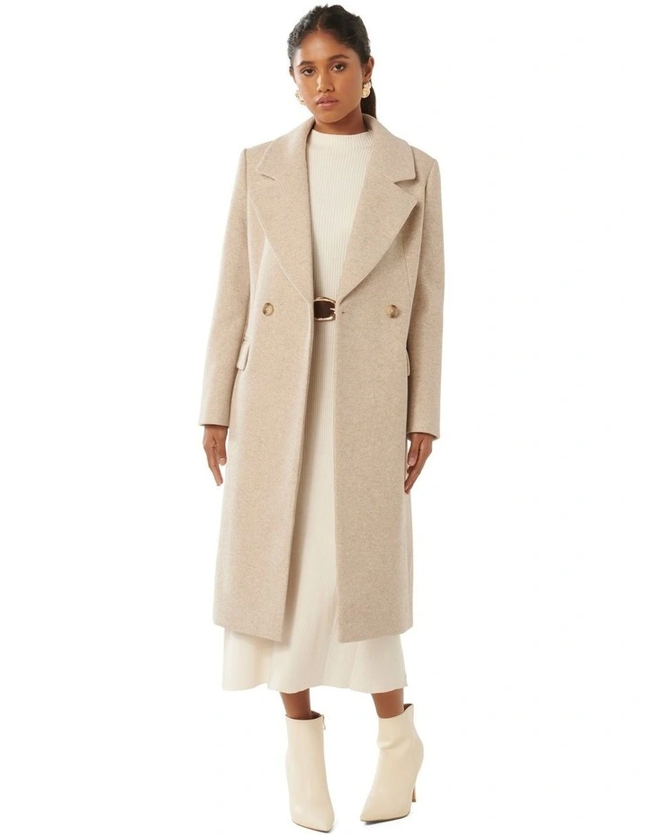 Claudia Double Breasted Coat in Beige