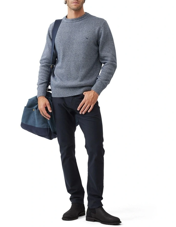 Crew Neck Knit Sweater in Indigo