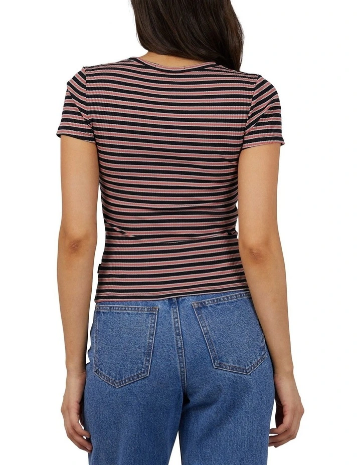 Eve Rib Stripe Tee in Black