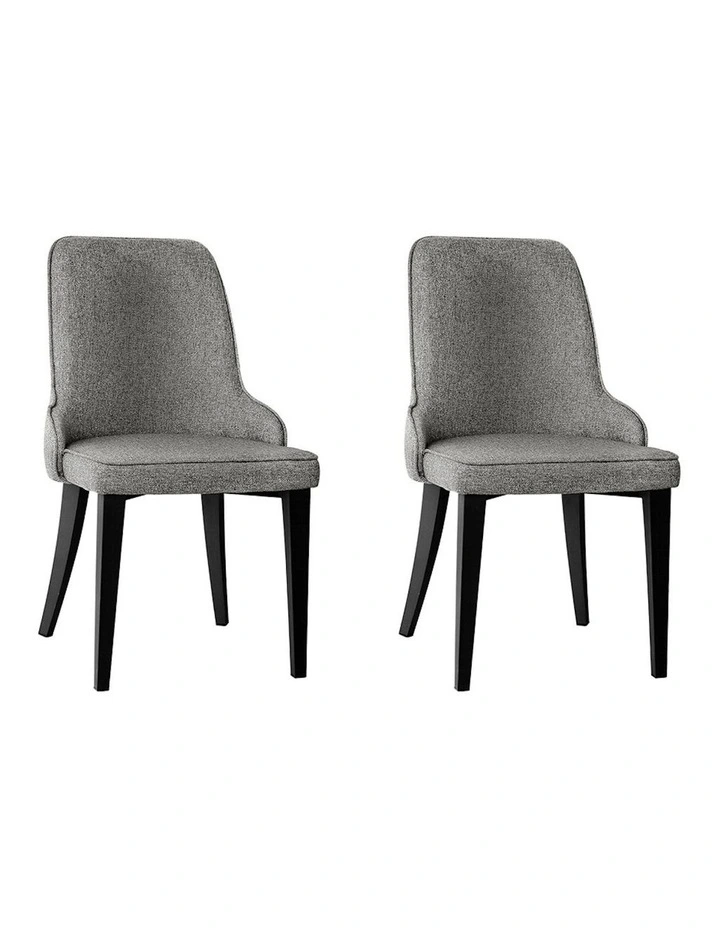 Dining Chairs Linen Fabric Set of 2 in Grey
