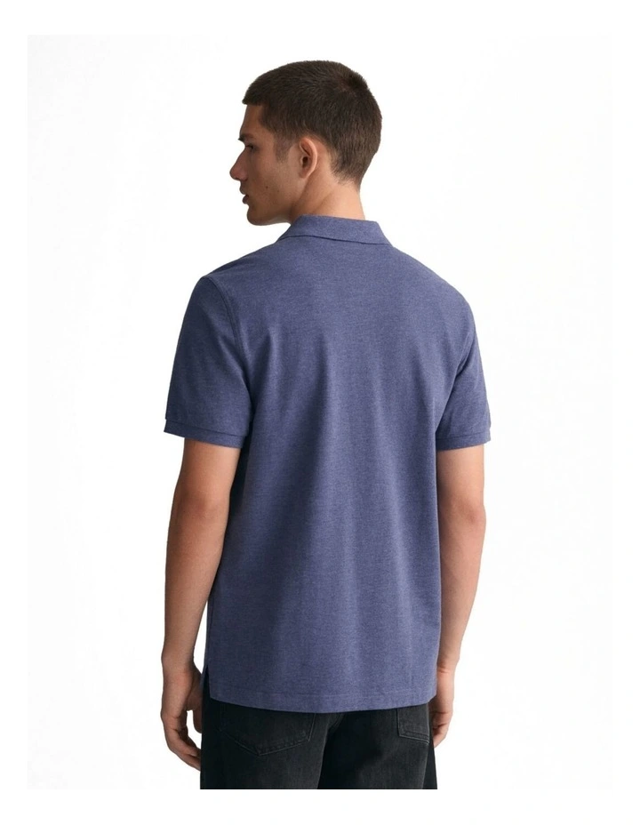 Regular Fit Shield Piqu Polo Shirt in Dark Jeans Blue