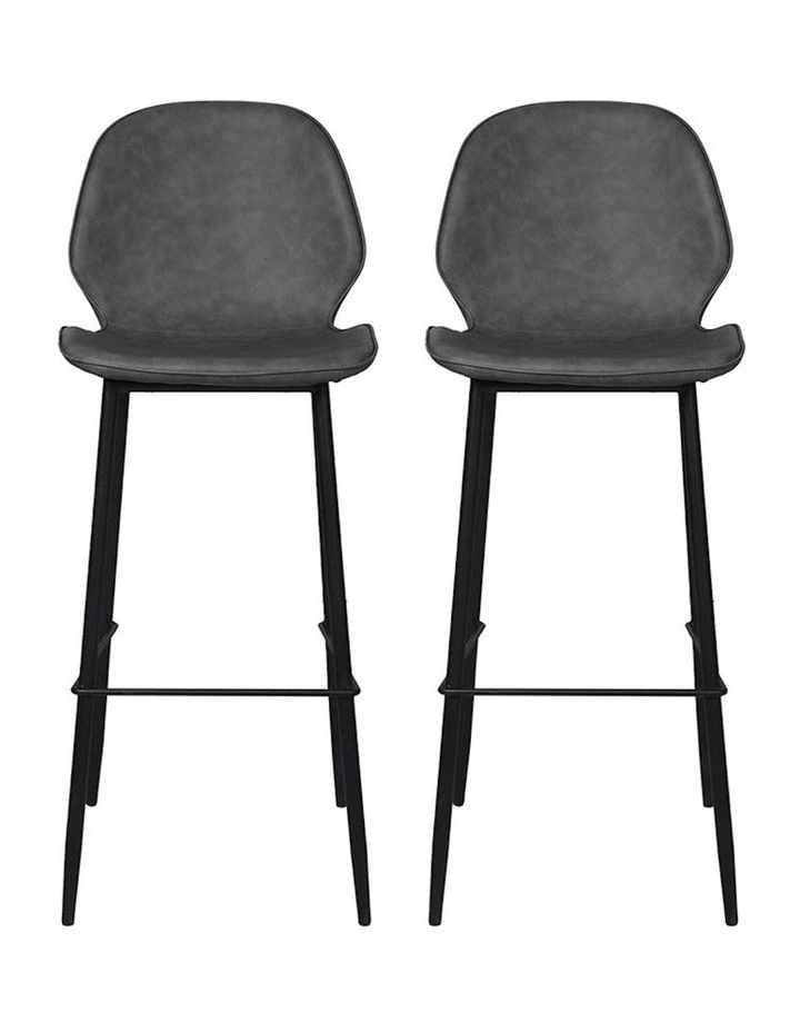 PU Leather Padded Counter Chair x2 in Grey
