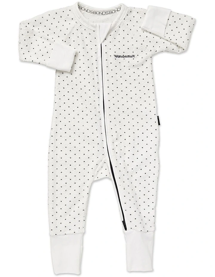 Baby Poodelette Zip Wondersuit in White