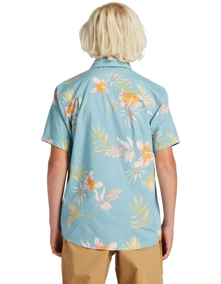 Tropical Floral Short Sleeve Shirt in Reef Waters