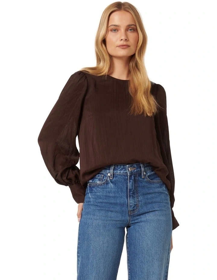 Narelda Crew Neck Top in Red