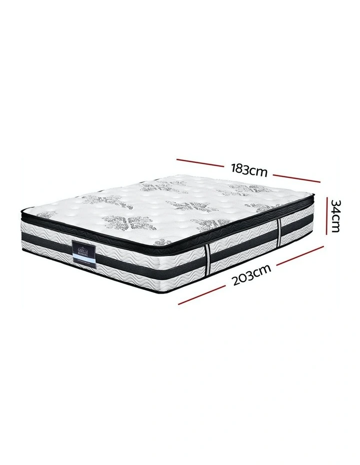 Euro Top Pocket Spring Firm Plush Foam 34CM King Mattress in Black And White