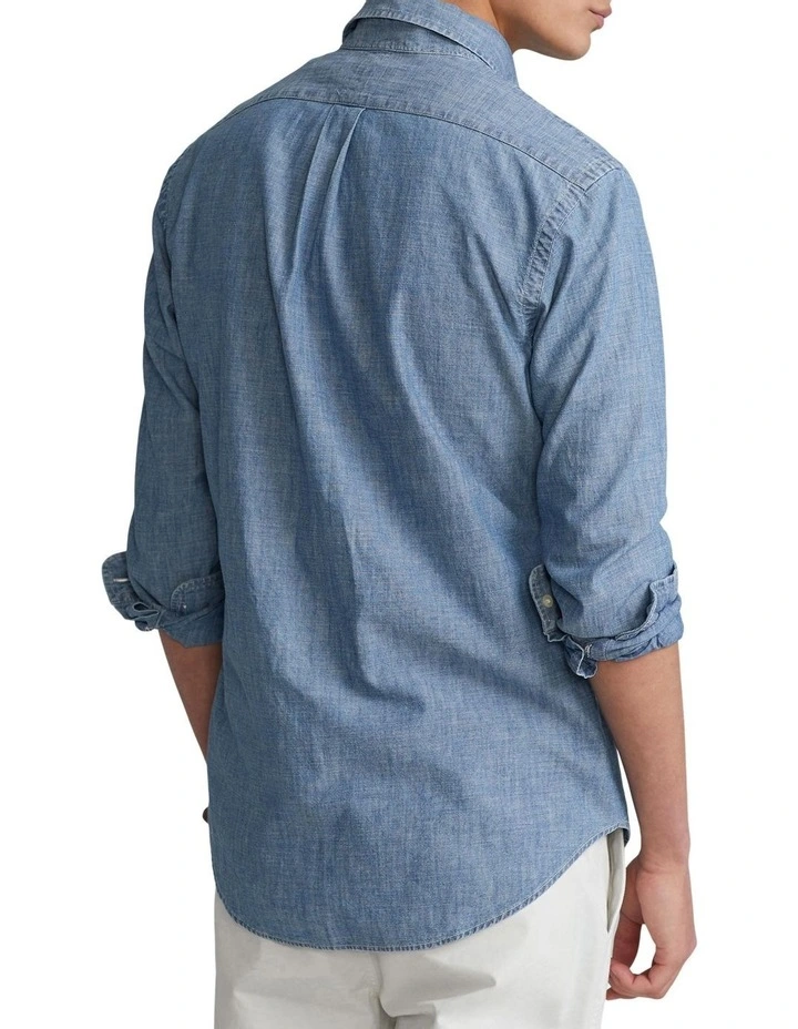 Classic Fit Indigo Chambray Shirt in Blue