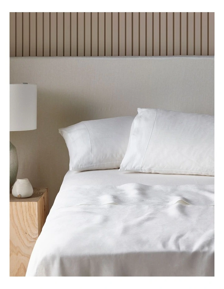 Sandy Cape Washed Belgian Linen Sheet Set in White