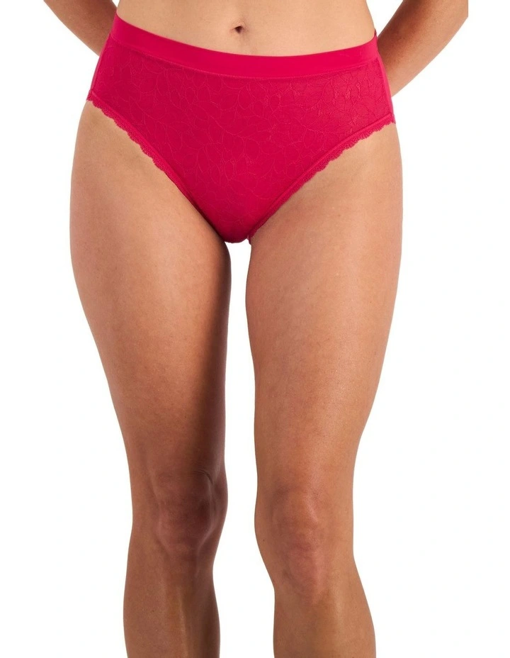 Barely There Lace Full Brief in Hot Hibiscus