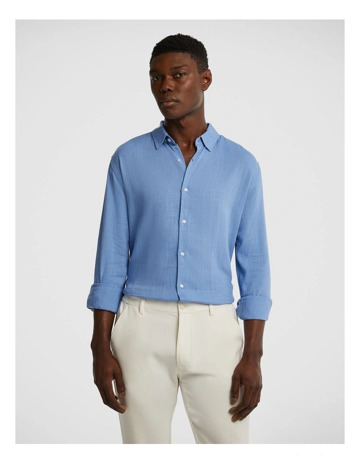 Vincent Viscose Blend Shirt in Blue