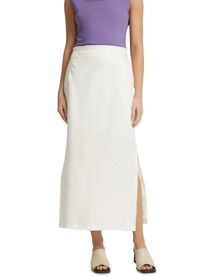 Mia Linen Skirt in Ivory