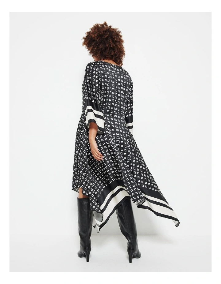 Handkerchief Hem Dress in Black and White
