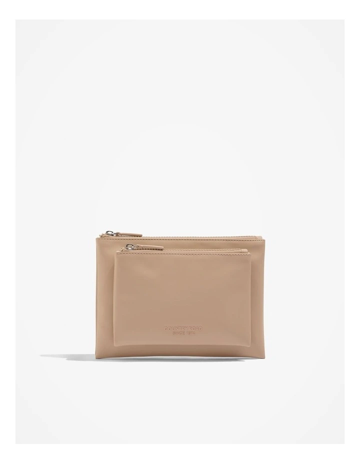 Double Zip Pouch in Nougat