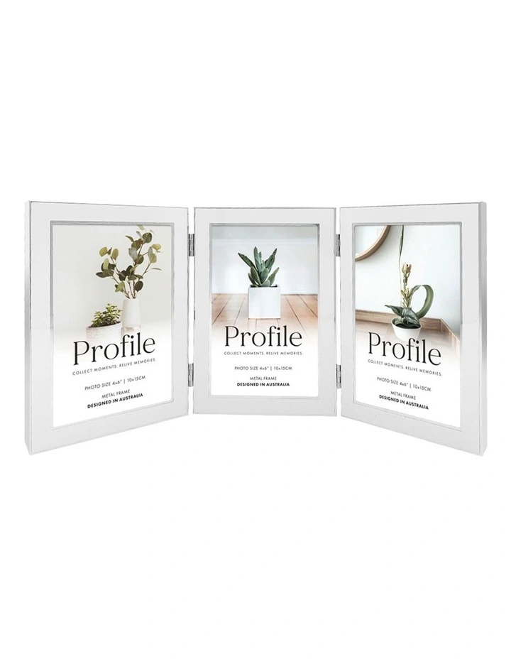 Eternal Hinged Triple Metal Photo Frames 4x6 in White