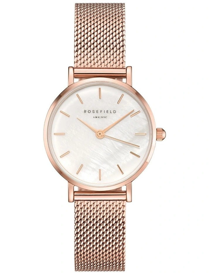 Small Edit Rose Gold Stainless Steel Mesh Analogue Watch