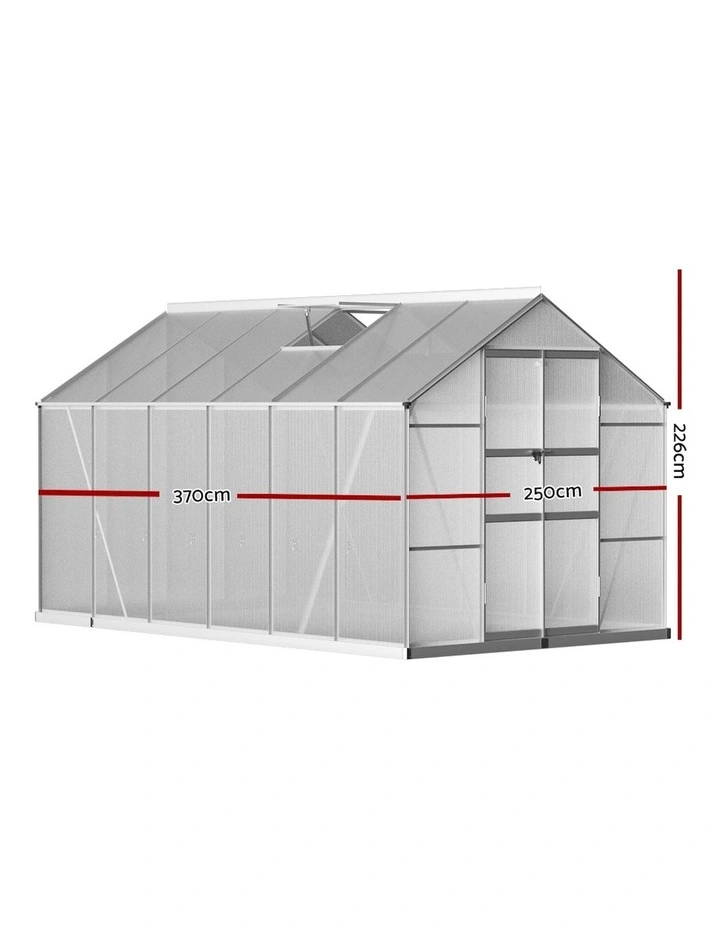 Aluminium Green House Garden Shed Polycarbonate 3.7x2.5M